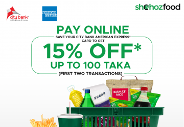 pay with city amex card and get 100tk discount